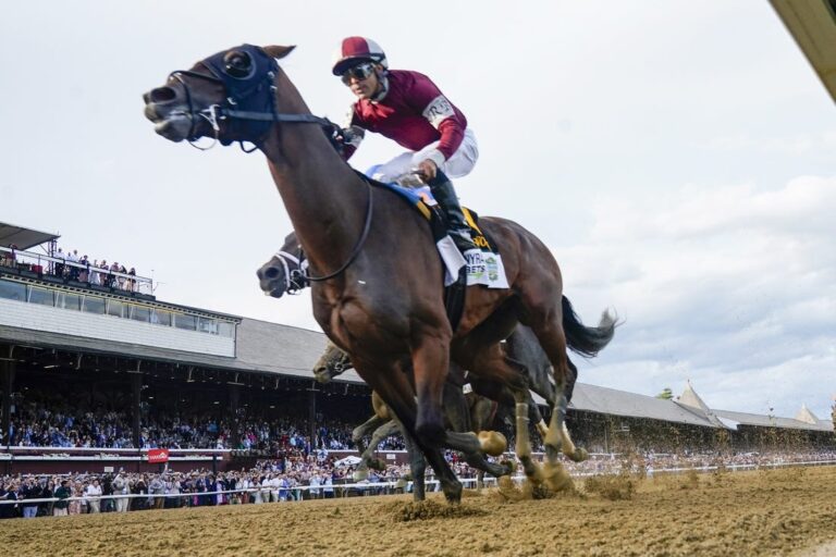 Dornoch overcomes long odds, wins Belmont Stakes