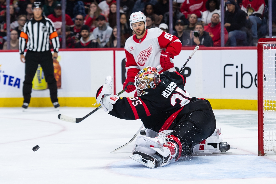 Linus Ullmark's 48 saves help Senators extend streak with win over Red Wings